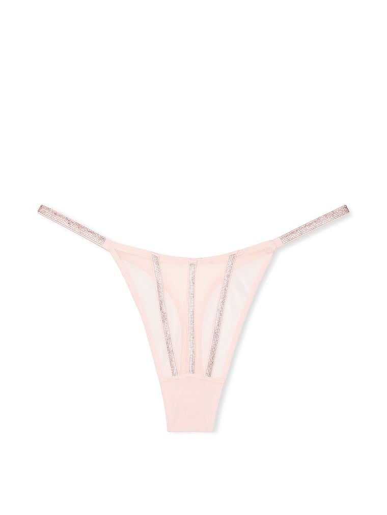 Stringi z błyszczącymi paseczkami Sheer Shine. Produkt ma kolor różowy i pochodzi z kolekcji Very Sexy. 