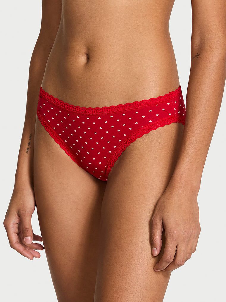 Majtki bawełniane z koronką Lace-Trim Bikini. Produkt jest wzorzysty i pochodzi z kolekcji Lace Trim. 