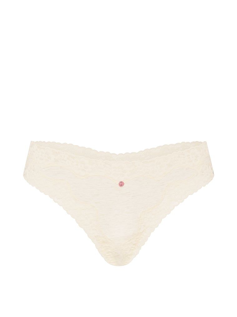 Stringi bawełniane z koronką Lace-Trim. Produkt ma kolor beż i pochodzi z kolekcji Lace Trim. 