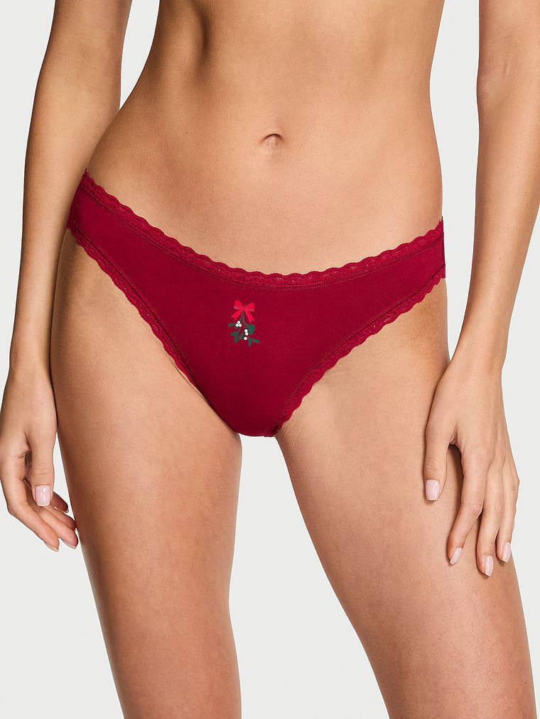 Majtki bawełniane z koronką Lace-Trim Bikini. Produkt ma kolor czerwony i pochodzi z kolekcji Lace Trim. 
