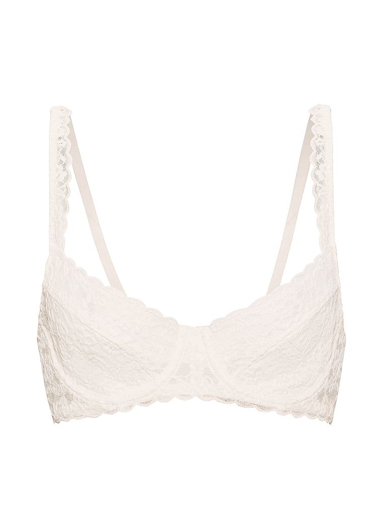 Biustonosz nieusztywniany balkonetka koronkowy. Produkt ma kolor biały i pochodzi z kolekcji Victoria's Secret. 