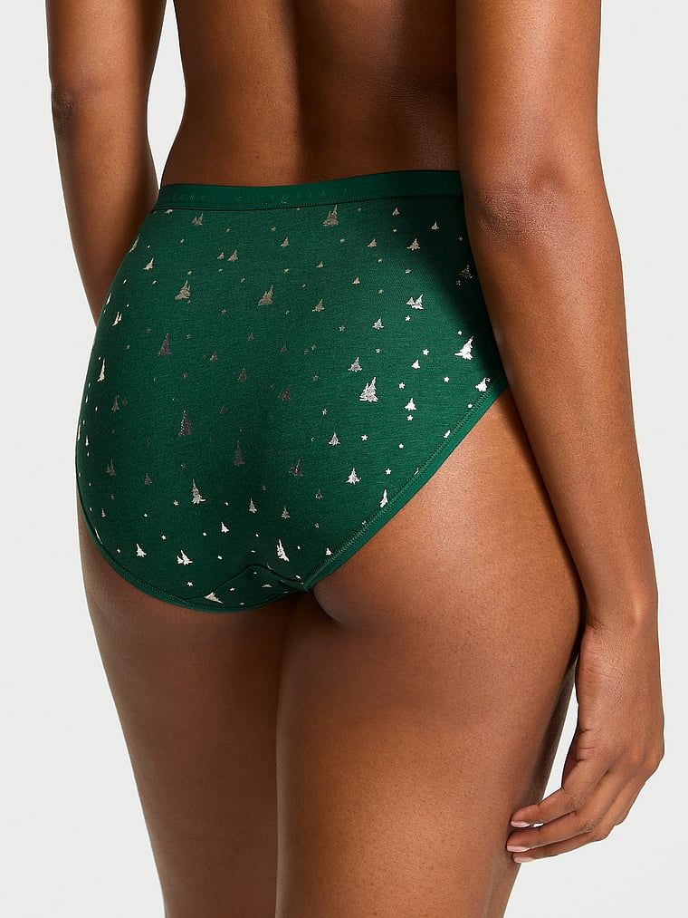 Majtki bawełniane figi z wysoko wyciętymi nogawkami High-Leg Brief. Produkt jest wzorzysty i pochodzi z kolekcji Victoria's Secret. 