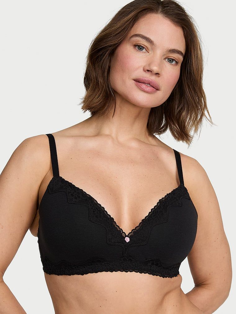 T-shirt Biustonosz lekko usztywniany bawełniany bez fiszbin Lace-Trim