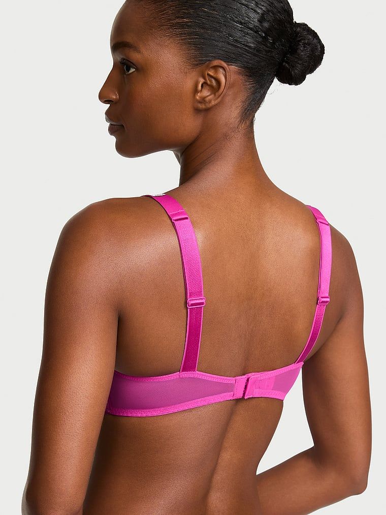 Biustonosz push-up koronkowy powiększający o 2 rozmiary Bombshell Shine Strap. Produkt ma kolor różowy i pochodzi z kolekcji Very Sexy. 