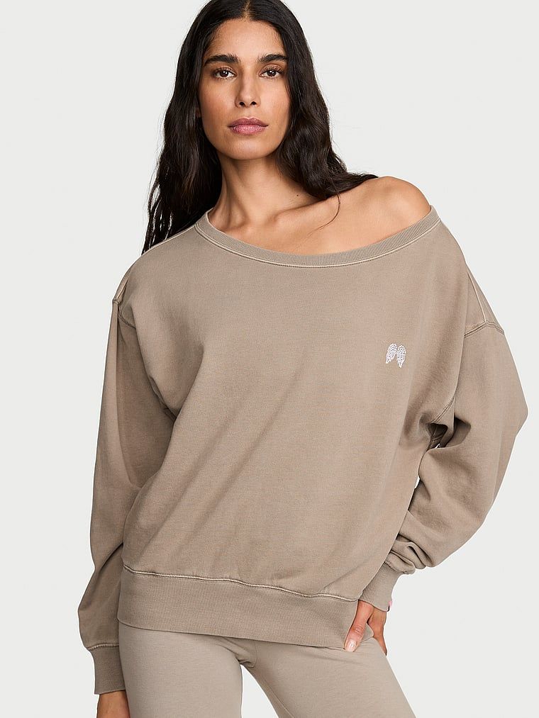 Angel Essentials Bluza bawełniana z dekoltem łódka Terry Boatneck