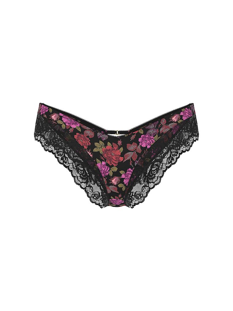 Majtki z koronką na krawędziach i wysoko wyciętymi nogawkami Lace-Trim Cheeky. Produkt ma wzór kwiatowy i pochodzi z kolekcji Very Sexy. 
