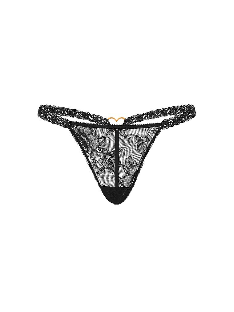 Stringi koronkowe z serduszkiem z tyłu Rose Lace Heart Hardware. Produkt ma kolor czarny i pochodzi z kolekcji Very Sexy. 