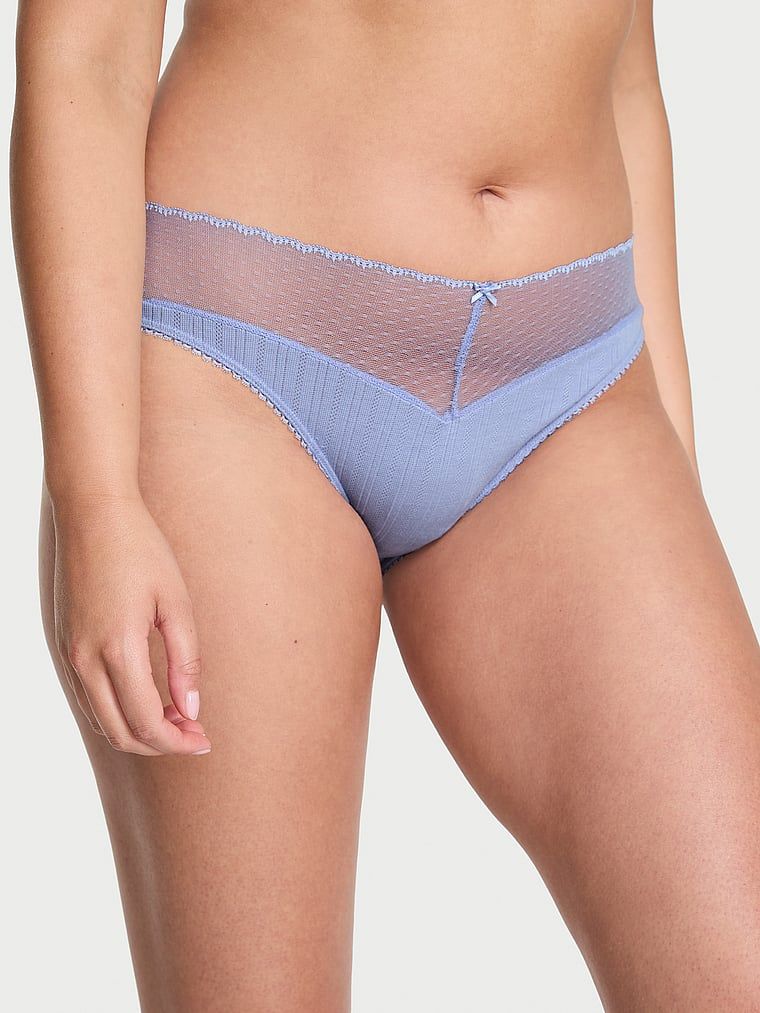 Victoria's Secret Majtki figi z wysoko wyciętymi nogawkami Lace Pointelle