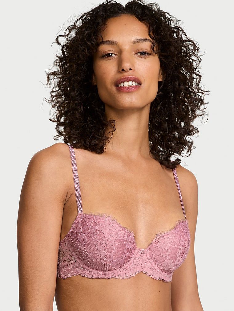 Dream Angels Biustonosz lekko usztywniany koronkowy z błyszczącymi ramiączkami Twinkle Strap Demi