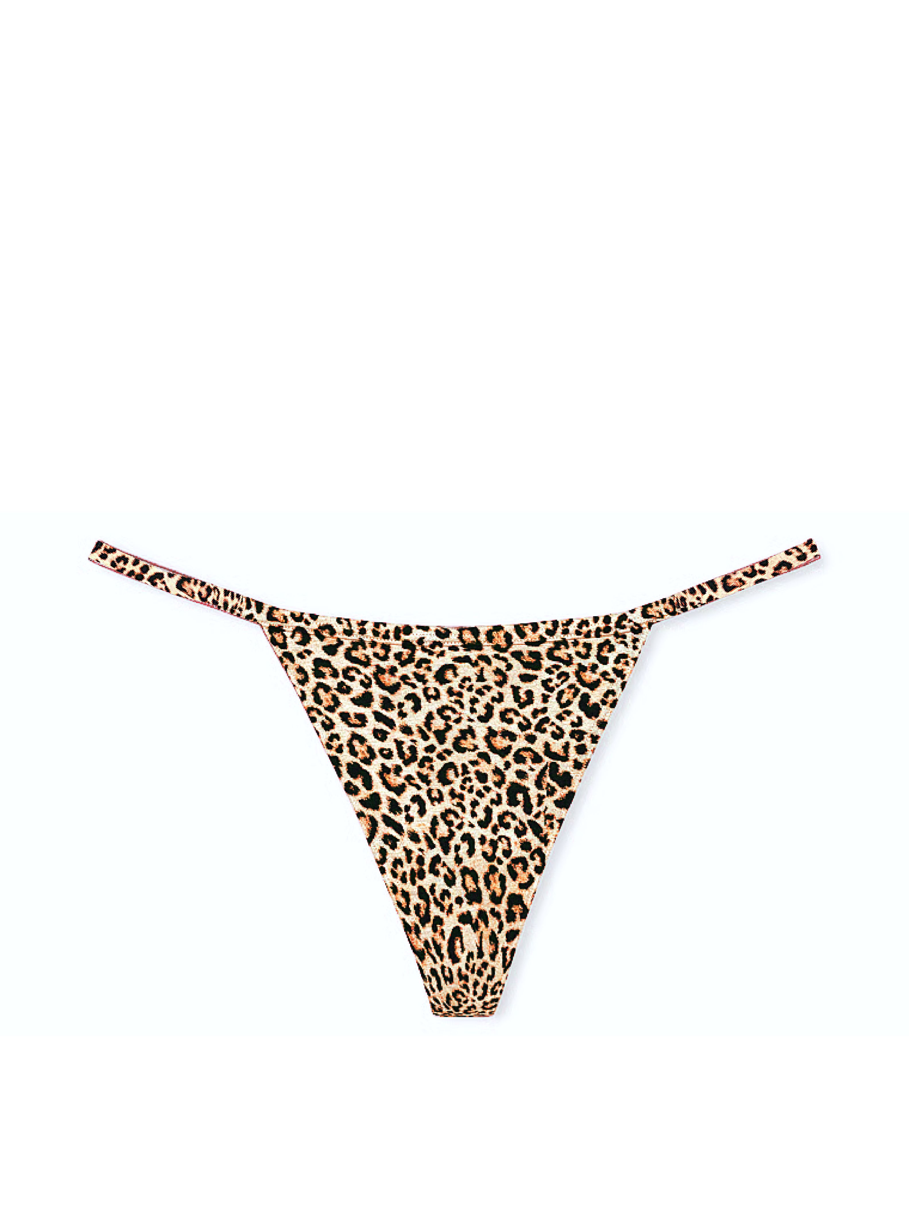 Stringi bawełniane Stretch Cotton. Produkt ma wzór z motywem zwierzęcym i pochodzi z kolekcji Victoria's Secret. 