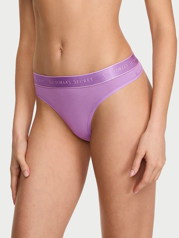 Cotton Stringi bawełniane z logo w talii