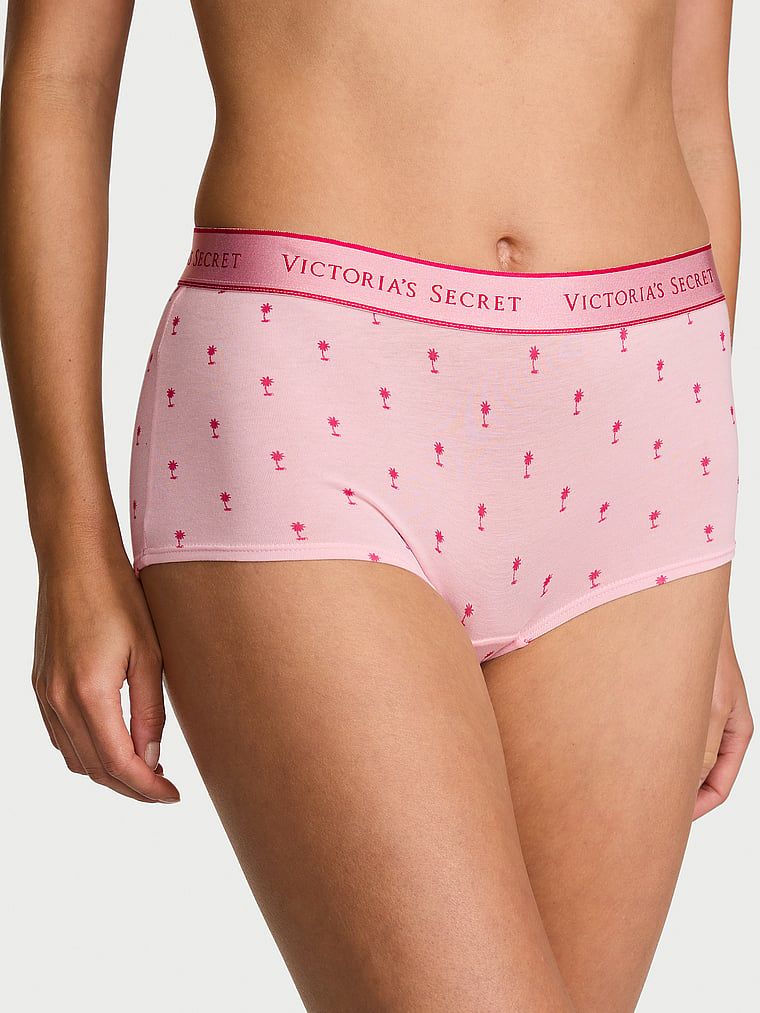 Cotton Majtki bawełniane szorty z logo w talii Boyshort