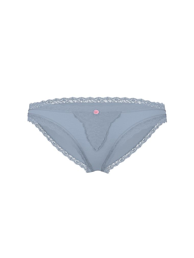 Majtki z koronką na krawędziach Lace-Trim Bikini. Produkt ma kolor niebieski i pochodzi z kolekcji Dream Angels. 