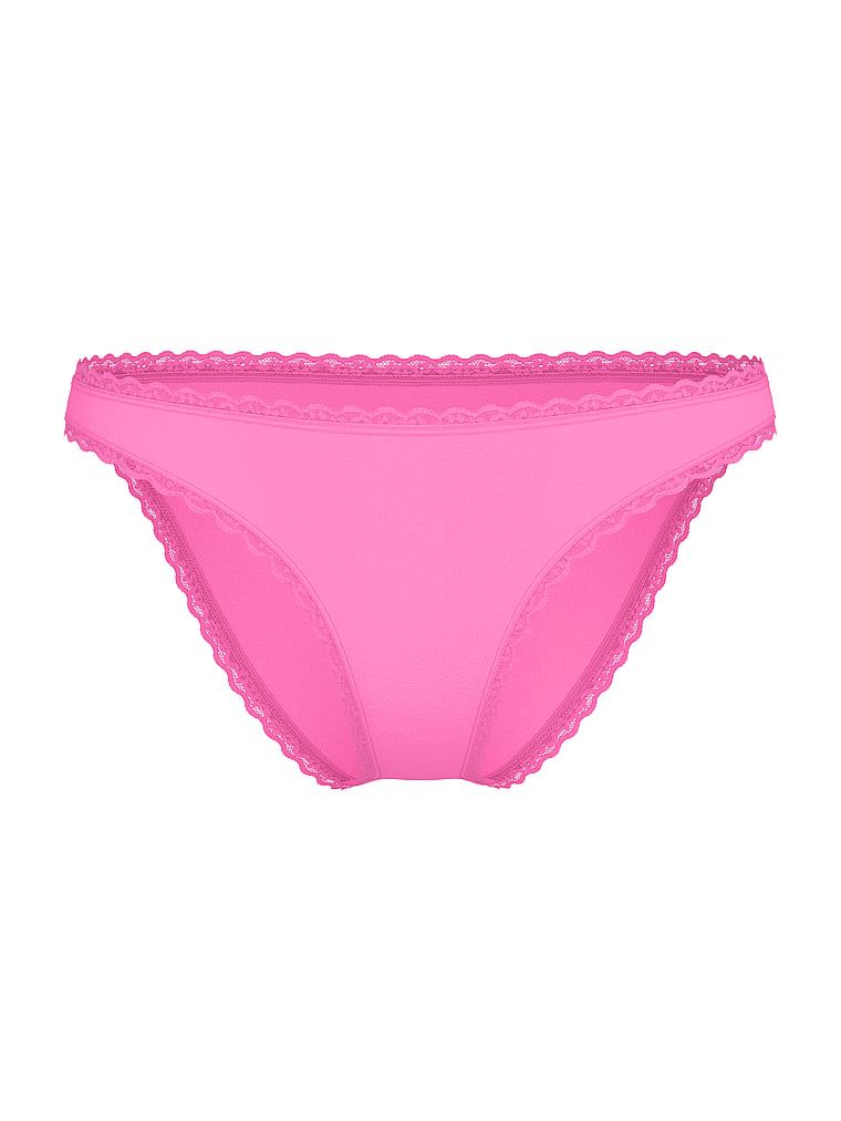 Majtki bawełniane z koronką Lace-Trim Bikini. Produkt ma kolor różowy i pochodzi z kolekcji Lacie. 