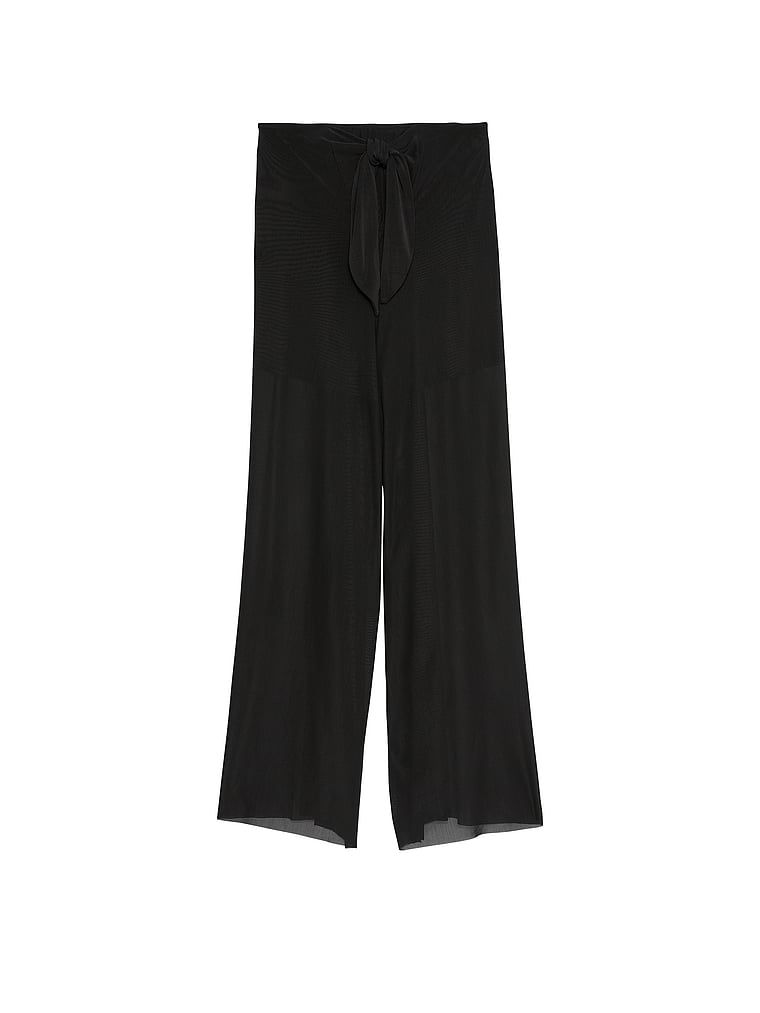 Spodnie z siateczkowego materiału na plażę Tie-Front. Produkt ma kolor czarny i pochodzi z kolekcji Victoria's Secret Swim. 