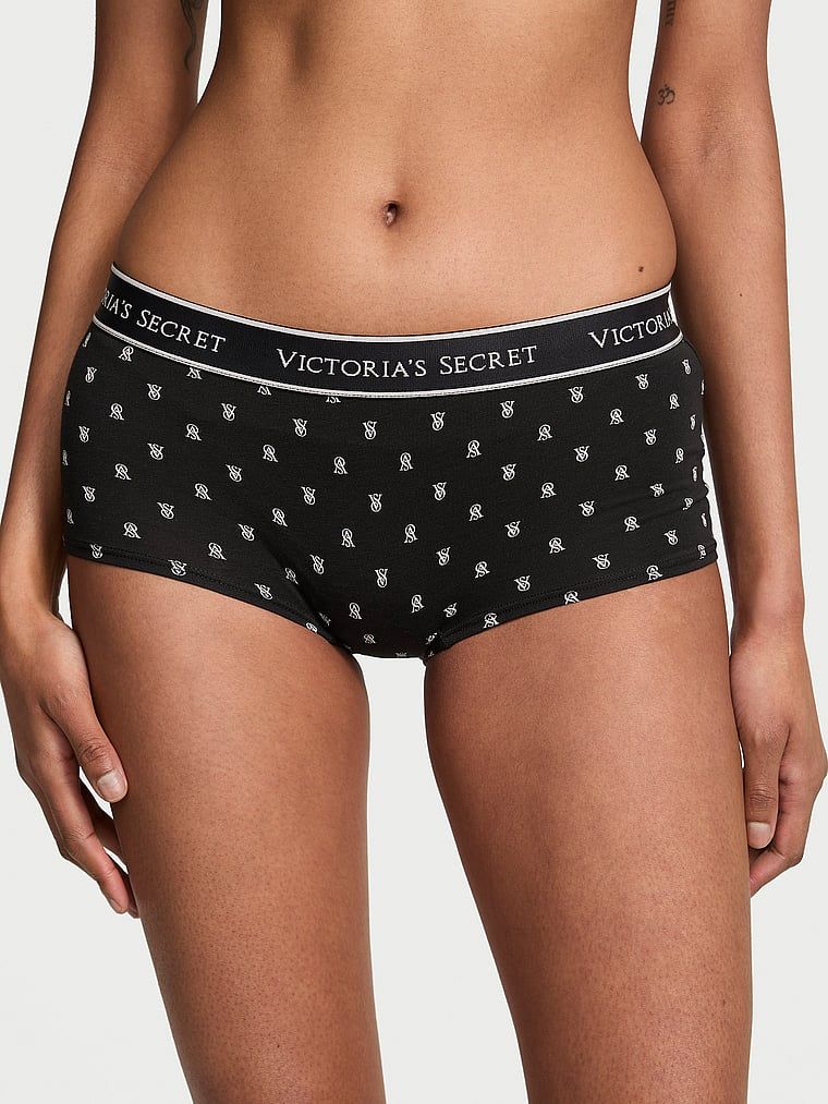 Majtki szorty bawełniane z logo w talii Boyshort. Produkt jest wzorzysty i pochodzi z kolekcji Cotton. 