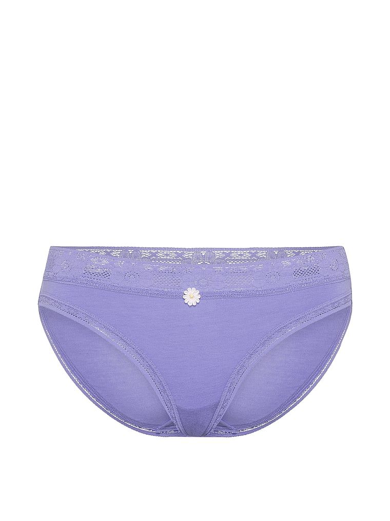 Majtki bawełniane z koronką szydełkową Bikini. Produkt ma kolor niebieski i pochodzi z kolekcji Lace Trim. 
