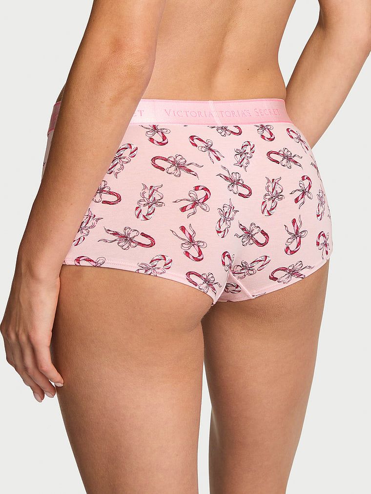 Majtki szorty bawełniane z logo w talii Boyshort. Produkt jest wzorzysty i pochodzi z kolekcji Cotton. 