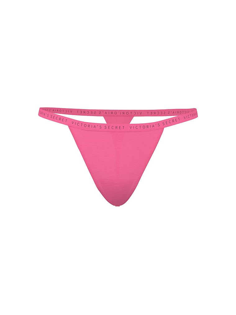 Stringi bawełniane Stretch Cotton. Produkt ma kolor różowy i pochodzi z kolekcji Victoria's Secret. 