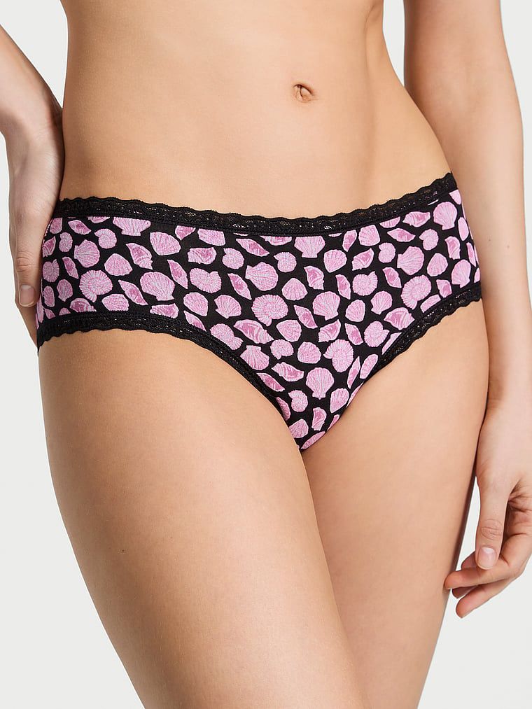 Majtki bawełniane z koronką na krawędziach Lace-Waist Cheeky. Produkt jest wzorzysty i pochodzi z kolekcji Lacie. 