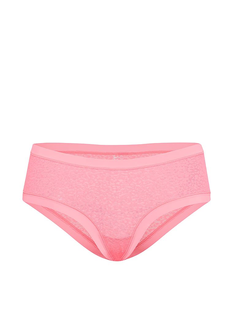 Majtki z koronki w panterkę No-Show Leopard Cheeky. Produkt ma kolor różowy i pochodzi z kolekcji No-Show. 