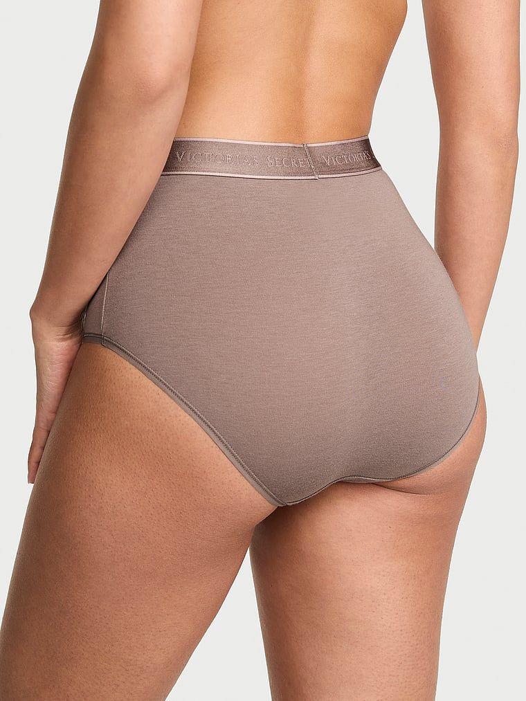 Majtki bawełniane figi z logo marki z wysokim stanem. Produkt ma kolor brązowy i pochodzi z kolekcji Cotton. 