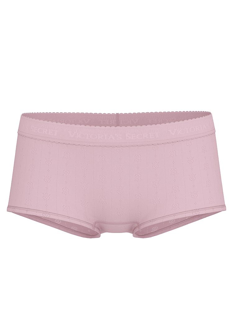Majtki szorty z logo marki Pointelle Boyshort. Produkt ma kolor purpurowy i pochodzi z kolekcji Cotton. 