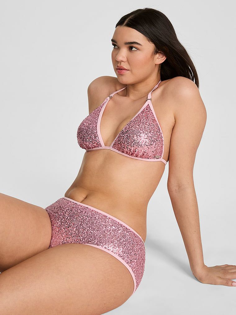 Trójkątny top bikini wiązany na sznurkach
