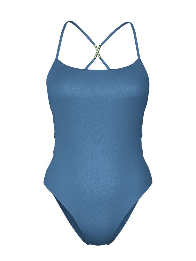 Strój kąpielowy jednoczęściowy Archives Sexy Straps Scoop. Produkt ma kolor niebieski i pochodzi z kolekcji Victoria's Secret Swim. 