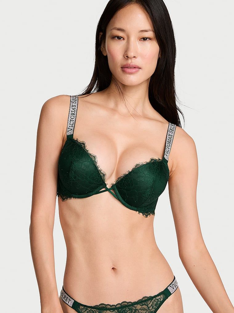 Very Sexy Biustonosz push-up koronkowy powiększający o 2 rozmiary Bombshell Shine Strap