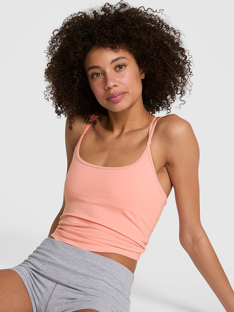 Top na ramiączkach z ozdobnymi paskami All-Day Cotton
