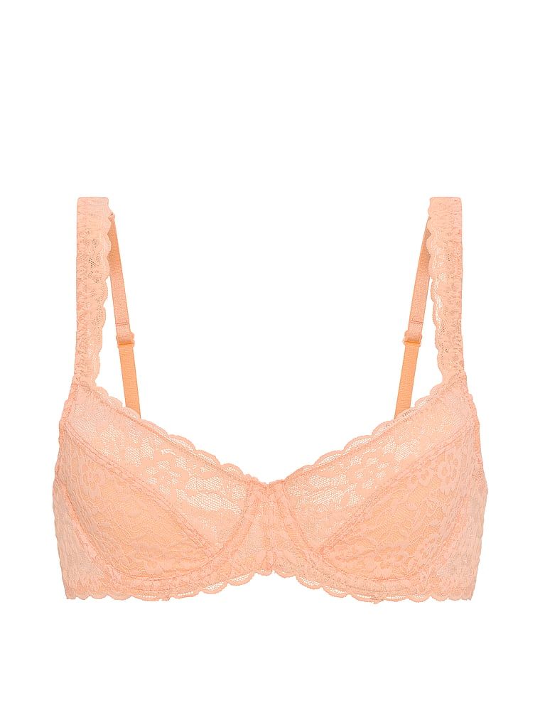 Biustonosz nieusztywniany balkonetka koronkowy. Produkt ma kolor pomarańczowy i pochodzi z kolekcji Victoria's Secret. 