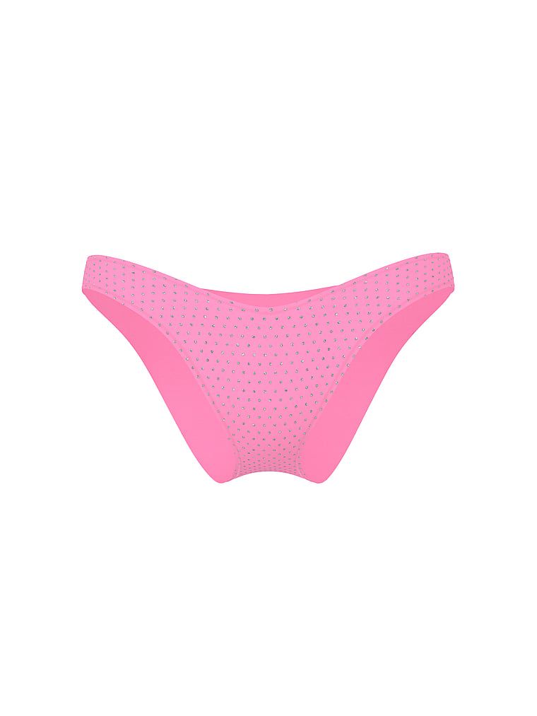 Dół od bikini brazyliany Essential Diamante Brazilian. Produkt ma kolor różowy i pochodzi z kolekcji Victoria's Secret Swim. 