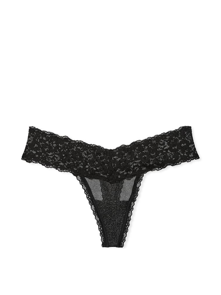 Stringi z koronką z cekinami Sequin Mesh. Produkt ma kolor czarny i pochodzi z kolekcji Lacie. 