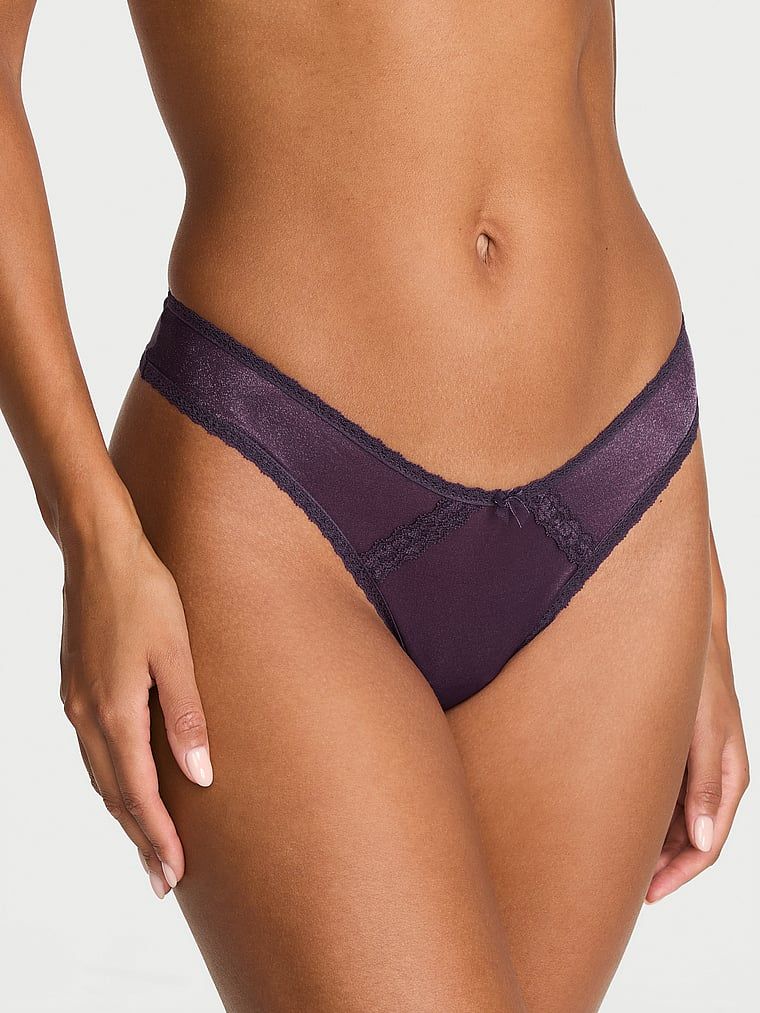 Dream Angels Majtki brazyliany błyszczące z wycięciami z tyłu Sheer Shimmer Brazilian