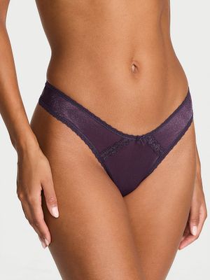 Dream Angels Majtki brazyliany błyszczące z wycięciami z tyłu Sheer Shimmer Brazilian