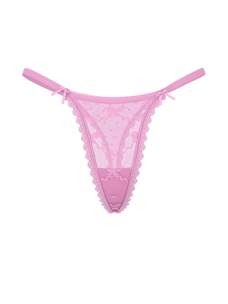 Stringi z siateczki z motywem kokardek Bow. Produkt ma kolor fioletowy i pochodzi z kolekcji Lacie. 