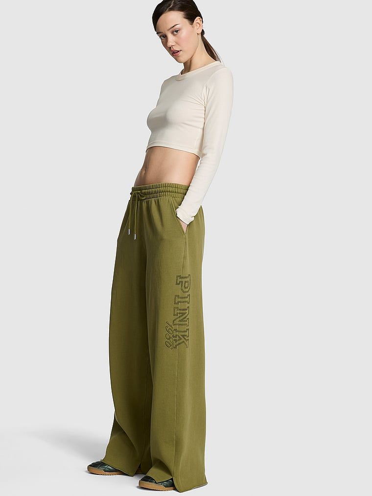 Spodnie dresowe Campus Fleece z szeroką nogawką