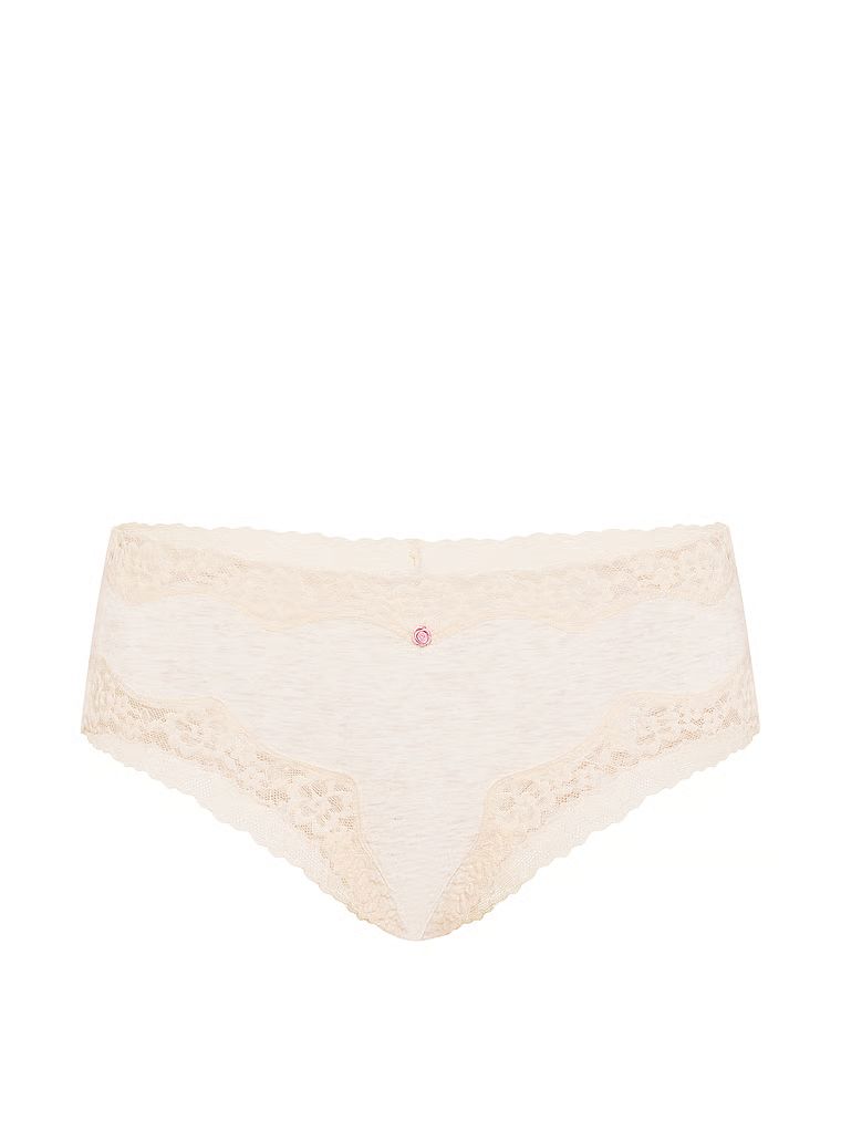 Majtki bawełniane z koronką na krawędziach Lace-Waist Cheeky. Produkt ma kolor beżowy i pochodzi z kolekcji Lace Trim. 