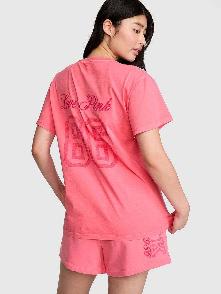 PINK T-shirt bawełniany Campus Cotton