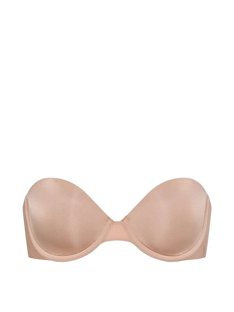 Biustonosz lekko usztywniany bez ramiączek Strapless. Produkt ma kolor beżowy i pochodzi z kolekcji Invisible by Victoria's Secret. 