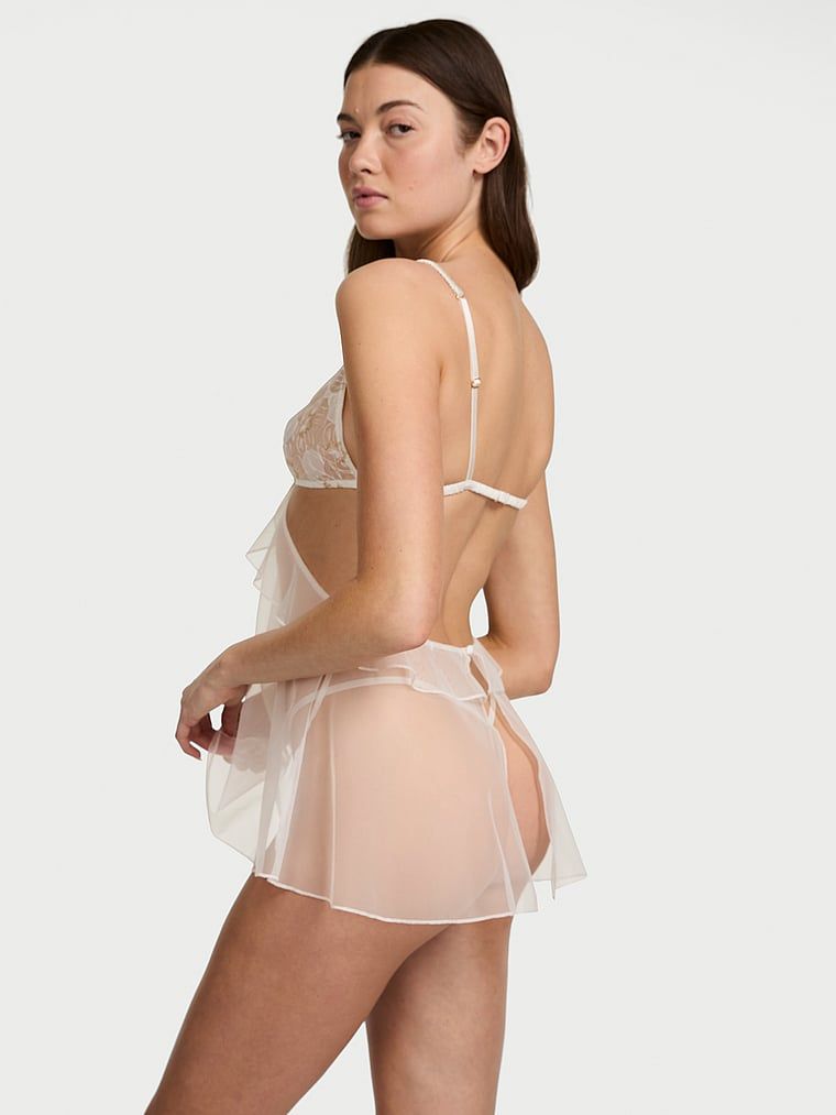 Very Sexy Fartuszek i stringi dla panny młodej Peony Bridal Babydoll