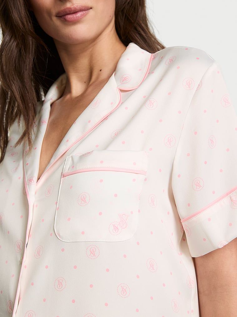 Victoria's Secret Piżama satynowa błyszcząca z szortami Glazed Satin