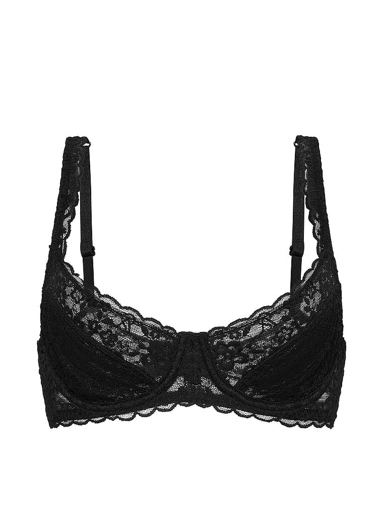 Biustonosz nieusztywniany balkonetka koronkowy. Produkt ma kolor czarny i pochodzi z kolekcji Victoria's Secret. 