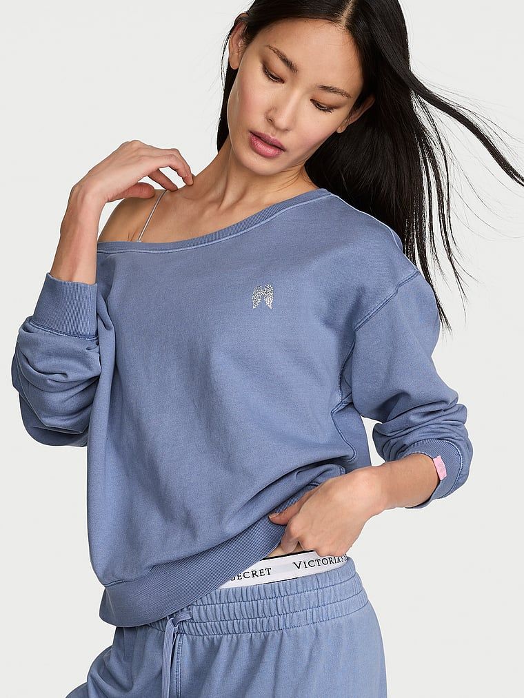 Angel Essentials Bluza bawełniana z dekoltem łódka Terry Boatneck