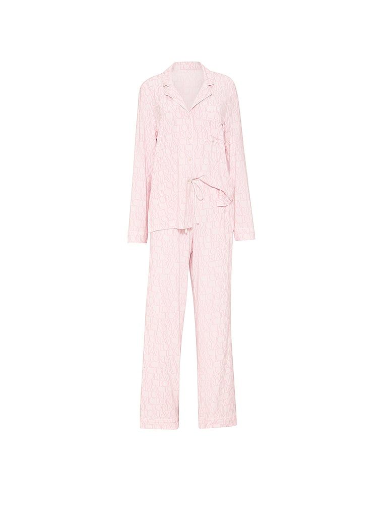 Piżama z modalu z długimi rękawami SoSoft. Produkt jest wzorzysty i pochodzi z kolekcji Victoria's Secret. 