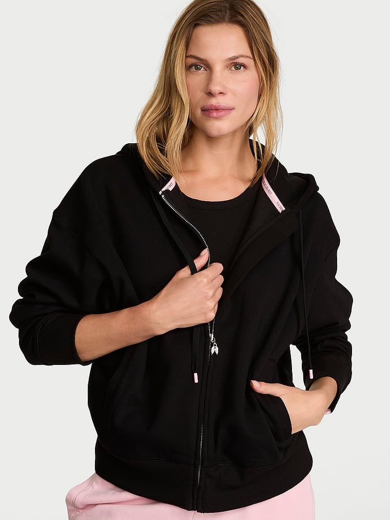 Bluza bawełniana z kapturem i suwakiem Iconic. Produkt ma kolor czarny i pochodzi z kolekcji Angel Essentials. 