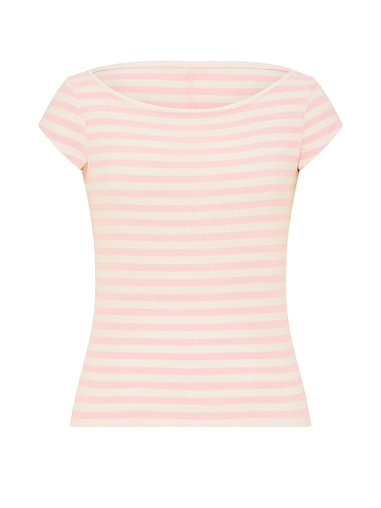 T-shirt z modalu z dekoltem łódka VS Iconic Rib Boatneck. Produkt jest wzorzysty i pochodzi z kolekcji Angel Essentials. 