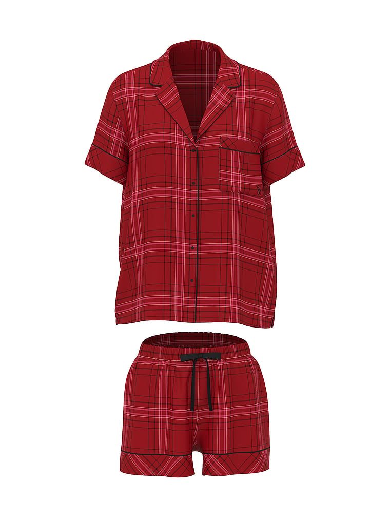 Flanelowa piżama z szortami. Produkt jest wzorzysty i pochodzi z kolekcji Victoria's Secret. 