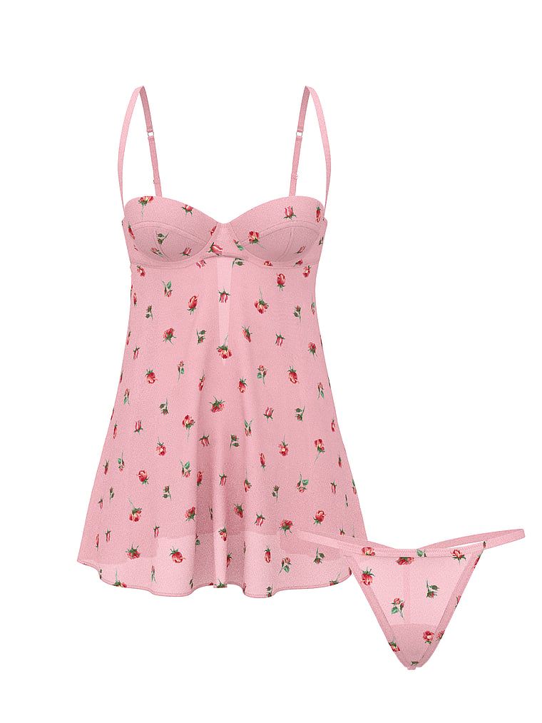 Dream Angels Halka i stringi z szyfonu Babydoll